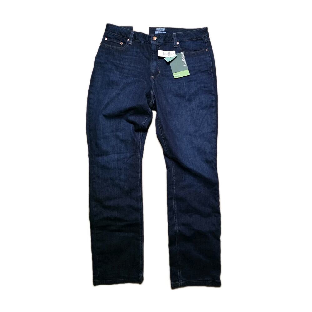 LL Bean BeanFlex Jeans Womens 18 M/T Blue Rinsed Straight Leg Mid Rise Stretch